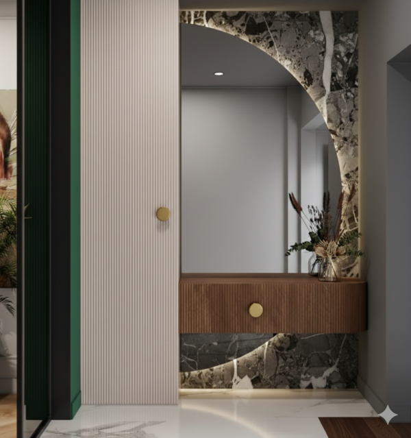 Lustro półokrągłe ścięty bok LED Mirage