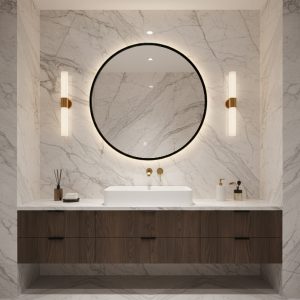 Okrągłe LED Lustro czarna Rama Aluminiowa na wymiar Mirage