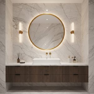 Okrągłe LED Lustro Złota Rama Aluminiowa na wymiar Mirage