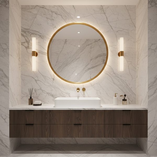 Okrągłe LED Lustro Złota Rama Aluminiowa na wymiar Mirage