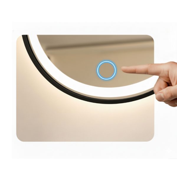 Okrągłe LED Lustro czarna Rama Aluminiowa na wymiar Mirage