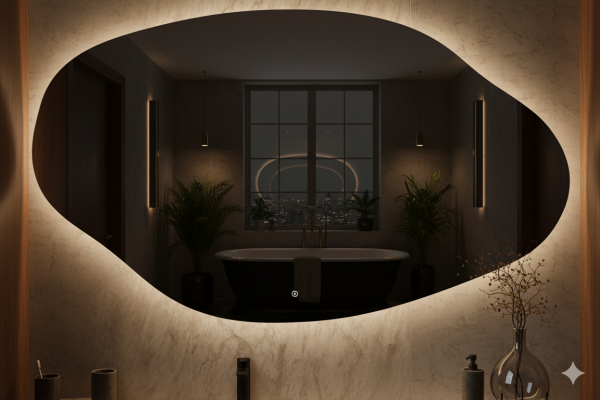 Lustro nieregularne LED Artemida na wymiar