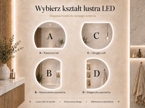 Lustro nieregularne LED T1 Lunara na wymiar