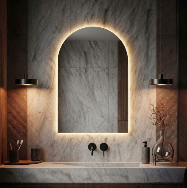 Półowalne lustro LED na wymiar Demeter