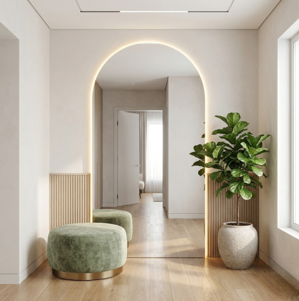 Półowalne lustro LED na wymiar Demeter