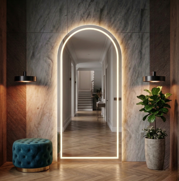 Półowalne lustro LED na wymiar Afrodyta