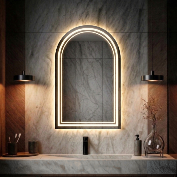 Półowalne lustro LED na wymiar Hermes