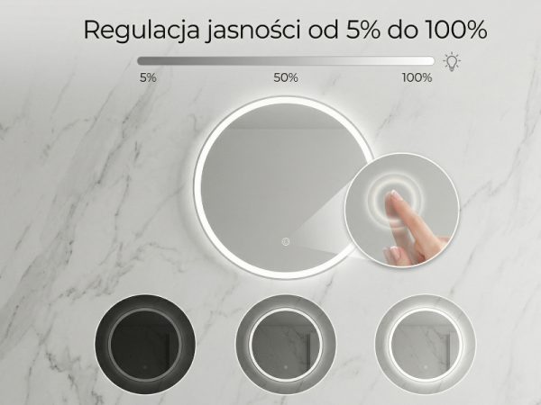 Prostokątne lustro LED z zaokrąglonymi rogami na wymiar Lunara