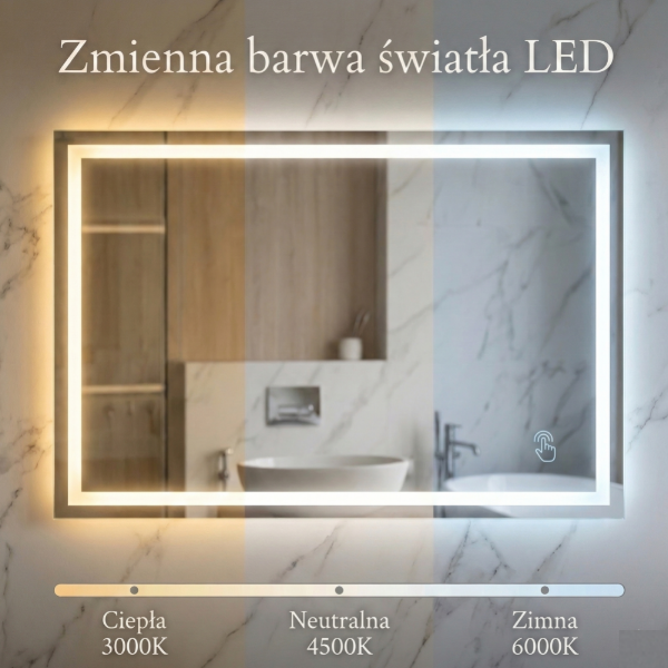 Półowalne lustro LED na wymiar Atena