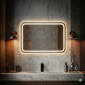 lustro prostokątne z zaokrąglonymi rogami lunara