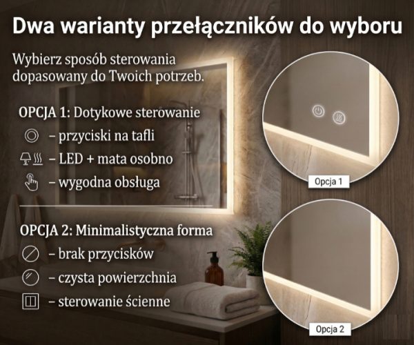 Półowalne lustro LED na wymiar Atena
