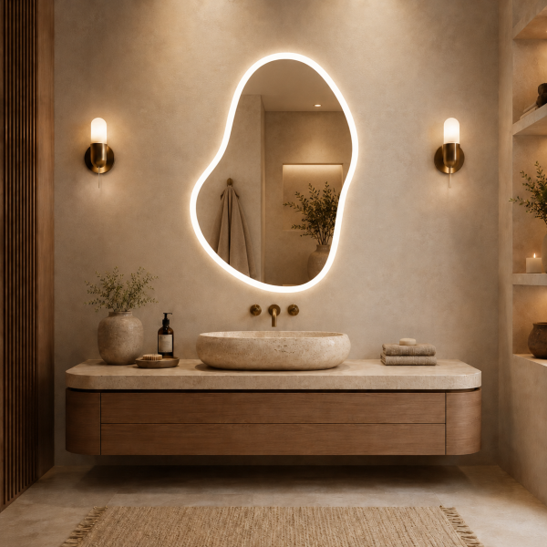 Lustro nieregularne LED T5 Aurelia na wymiar